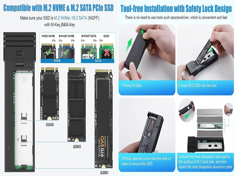 M.2 Ssd Enclosure With Usb 3.0+Card Read