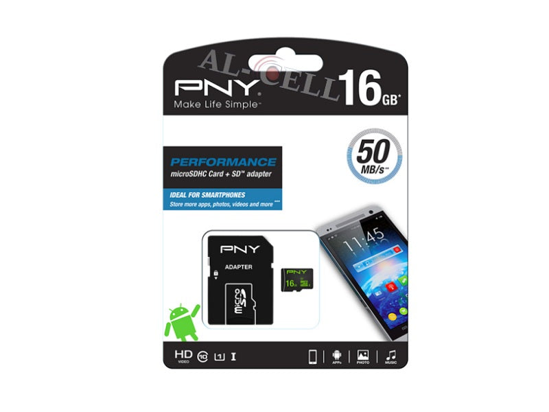 PNY 16Gb Microsd+ Adaptor 50Mb/S