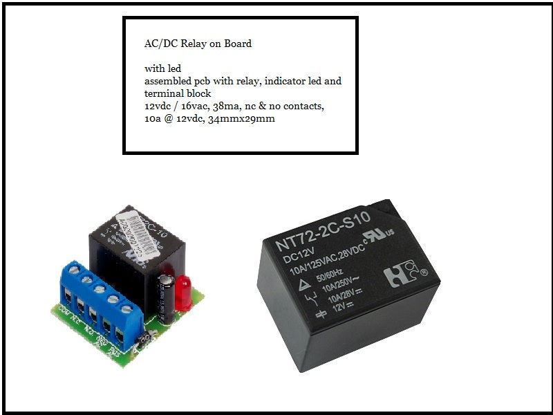 12VDC Relay 1 X C/O 10A 28Vdc Resistive