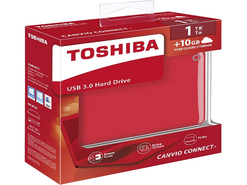 TOSHIBA 1Tb External Hdd Usb3.0 Red