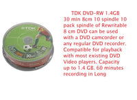 TDK Mini Dvd-Rw 30 Min 1.4Gb