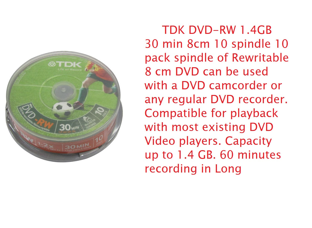 TDK Mini Dvd-Rw 30 Min 1.4Gb