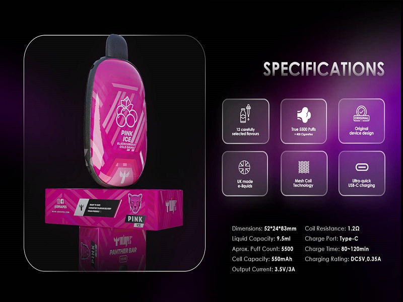 DR Vapes Panther Bar Pink Ice   20 Mg