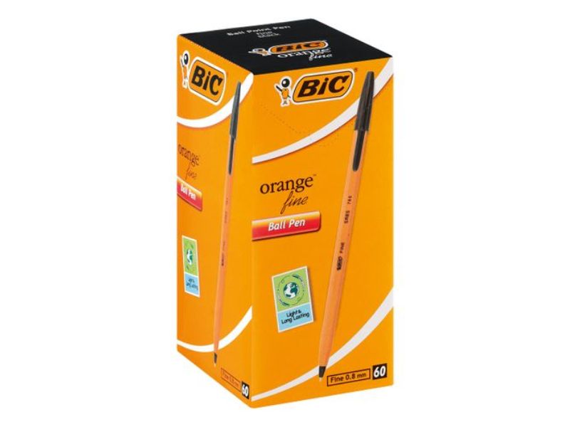 BIC Orange Fine Ball Pen Black  60Pcs