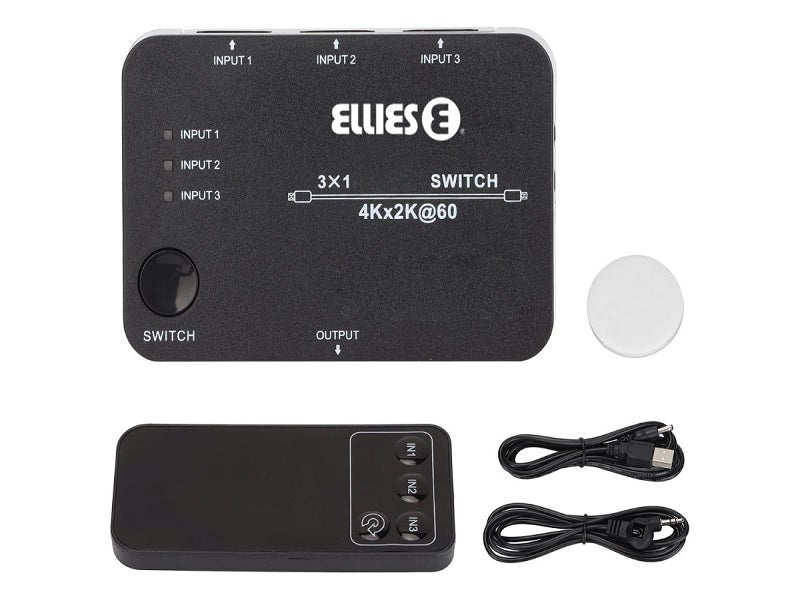 ELLIES 3X1 Port Hdmi Switch + Remote