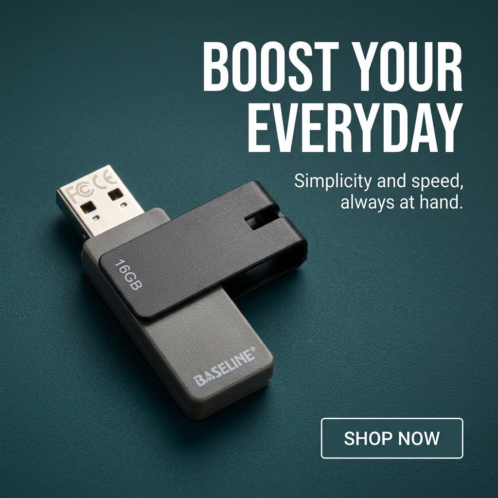 Baseline 16GB USB Flash Drive - USB 2.0, Swivel Design – view 4