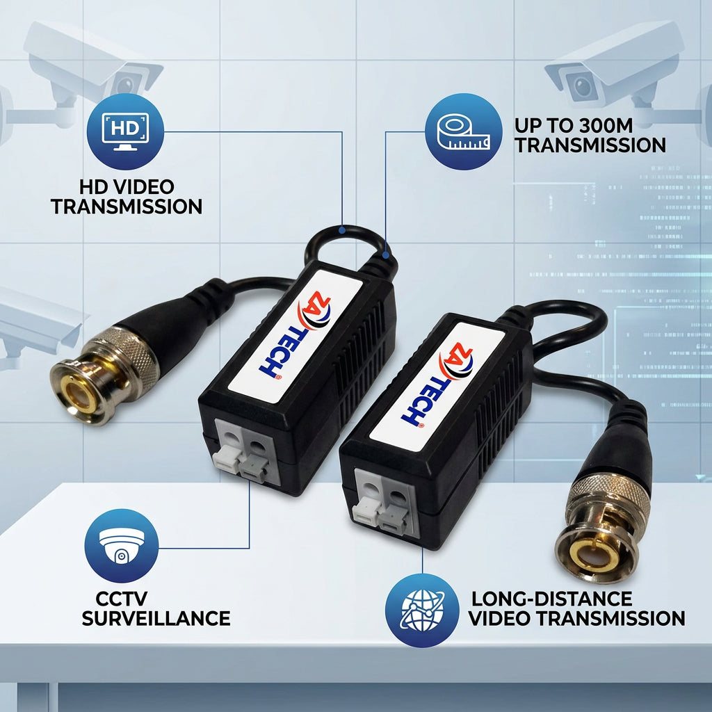 ZATECH Video Balun 300M Twisted Pair