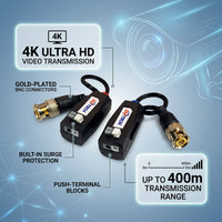 ZATECH Video Balun 400M Twisted Pair 4k