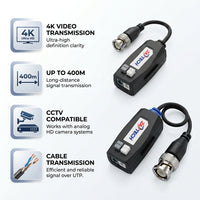 ZATECH Video Balun 400M Twisted Pair 4k