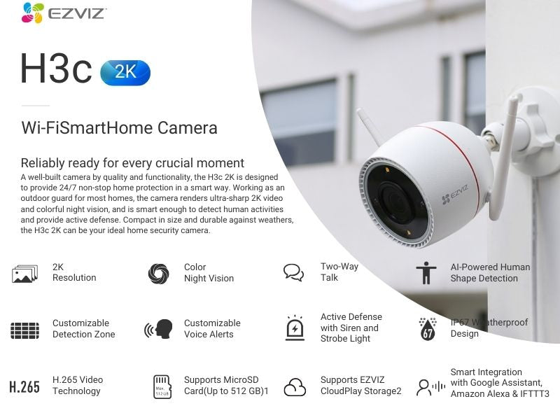 EZVIZ Cs-H3c-3Mp 2.8Mm Smart Home Camera