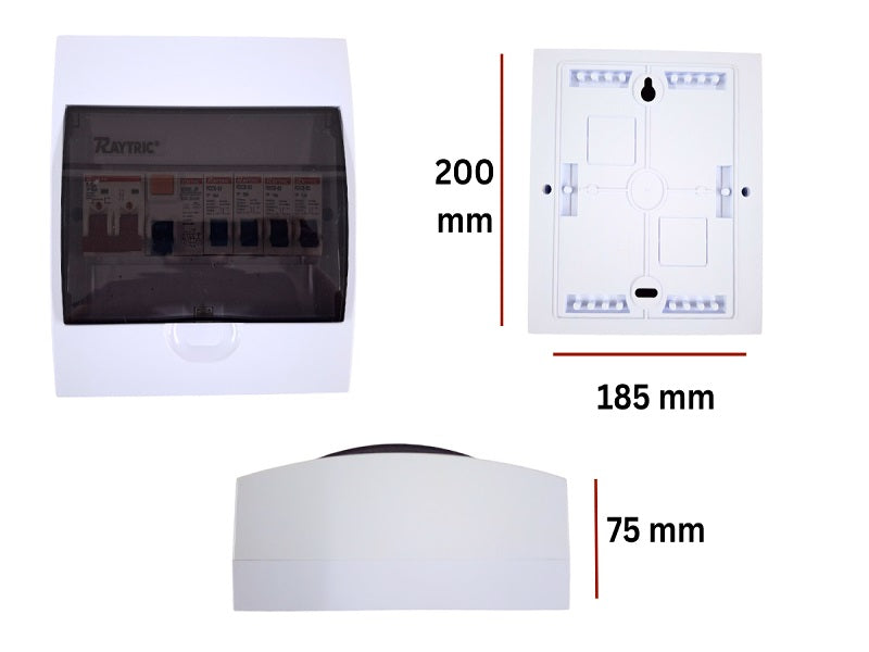 RAYTRIC 8Way Din Populated Surface Pvc