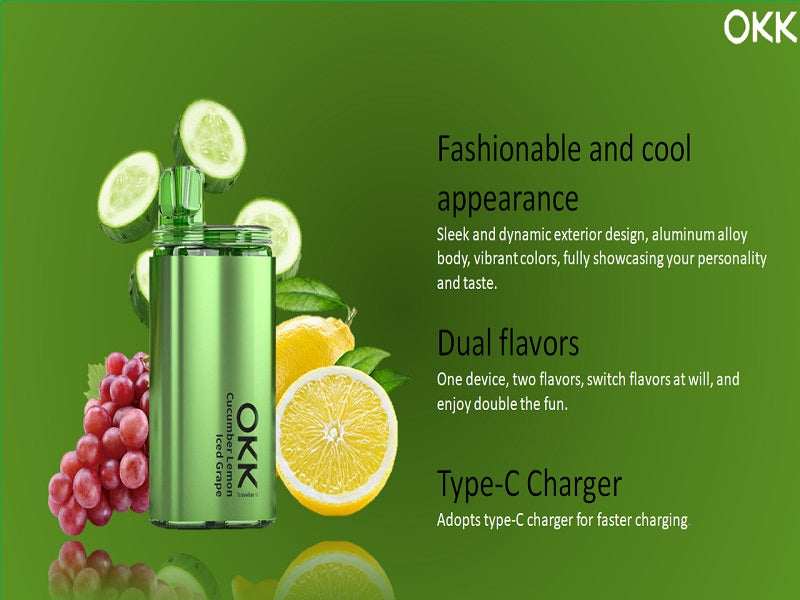 OKK Dual Flavor Cucumber Lemon+Ice Grape