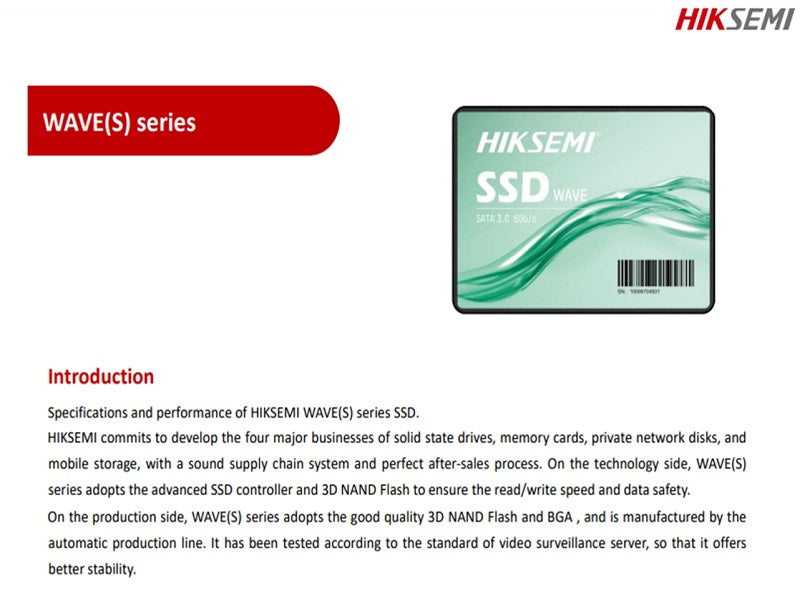 HIKSEMI 512Gb Wave Sata 3.0 6Gb/S Ssd