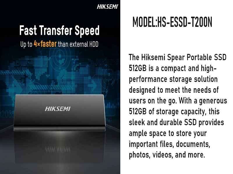 HIKSEMI 512Gb Spear Portable Ssd Black