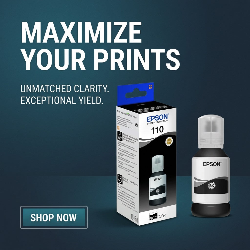 Epson 110 Black Ink Bottle - EcoTank M110/M1120/M2170/M3170, 6500 Pages