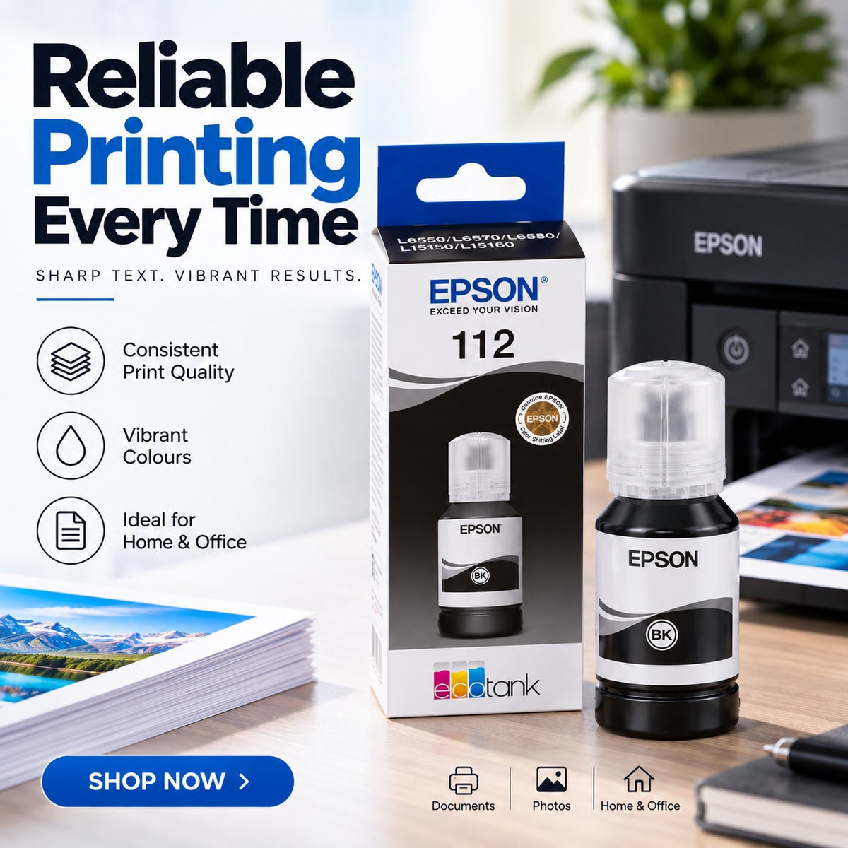 EPSON 112 Ink 127Ml Pigment Black Bottle