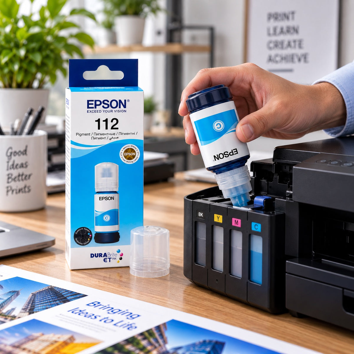 Epson 112 EcoTank Cyan Pigment Ink Bottle 70ml (C13T06C24A)