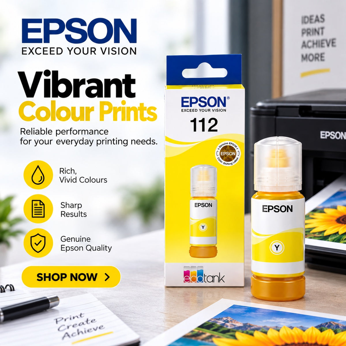 EPSON 112 Ink 70Ml Yellow Bottle