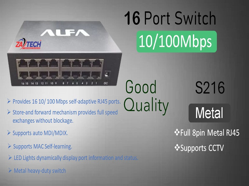ALFA 16 Port Switch S216 10/100 Mbp
