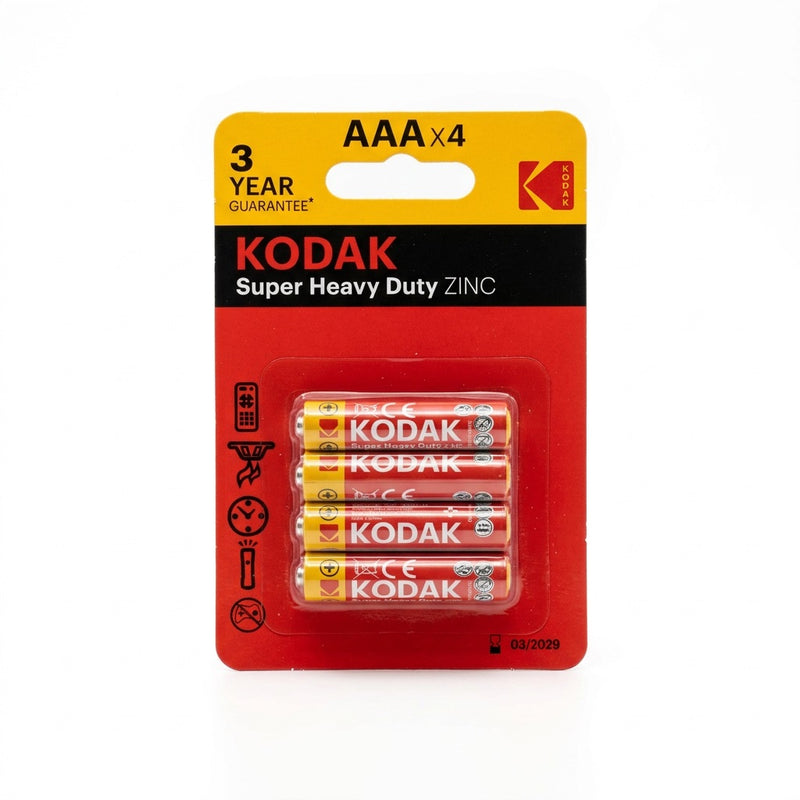 Kodak Super Heavy Duty AAA Zinc Batteries - 4 Pack, 1.5V, Leak-Resistant