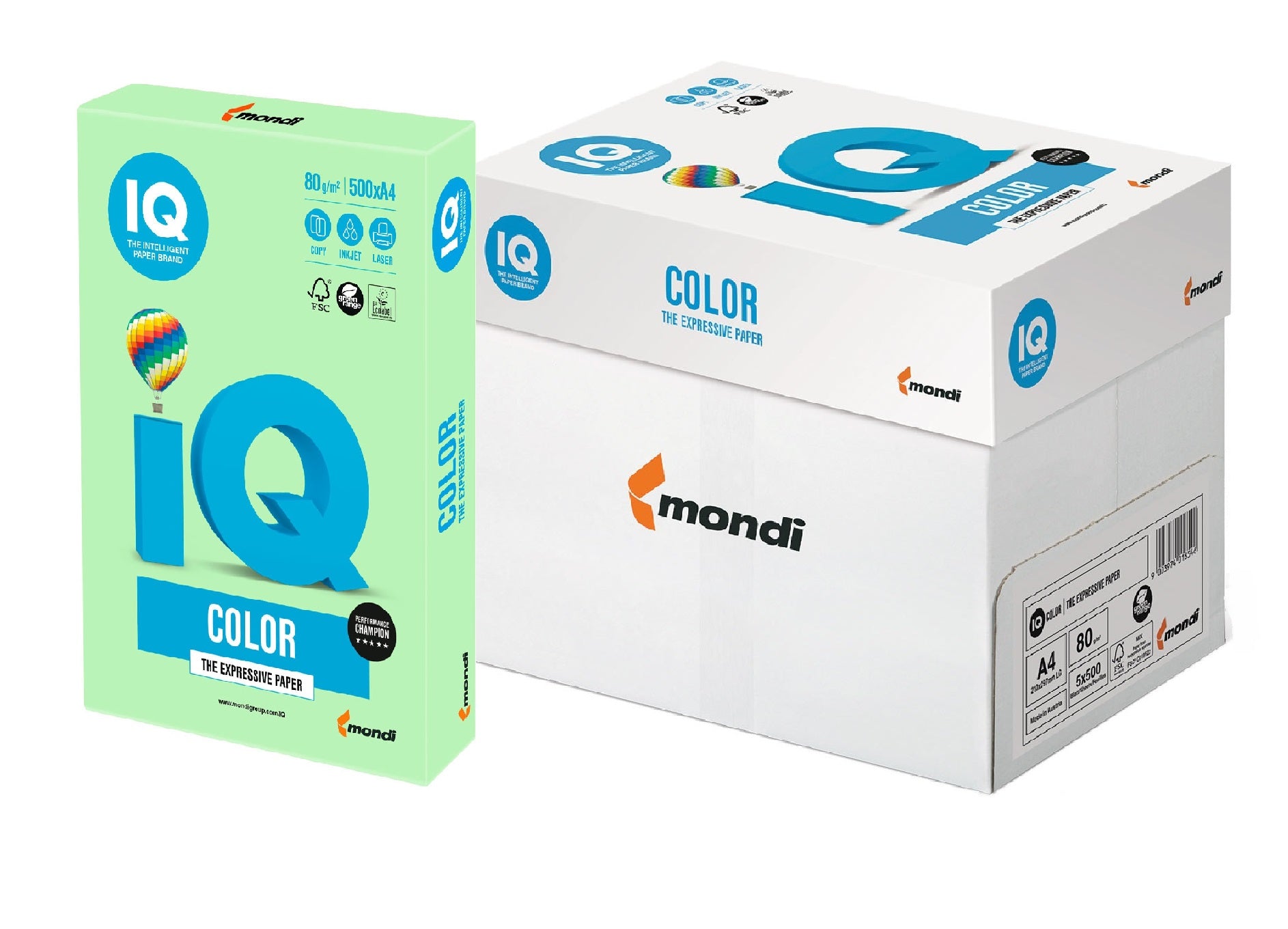 MONDI Iq Pastel Green Mg28 500X5 A4 80Gs