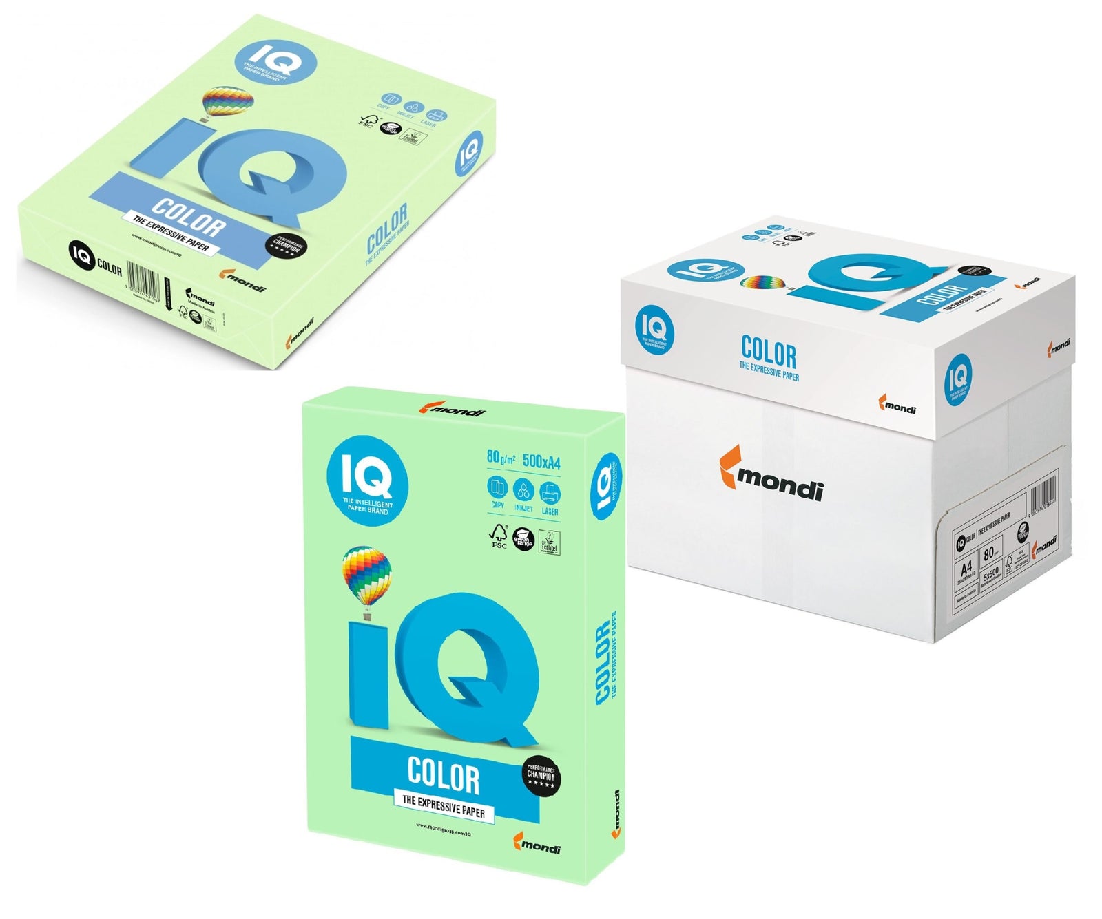MONDI Iq Pastel Green Mg28 500X5 A4 80Gs