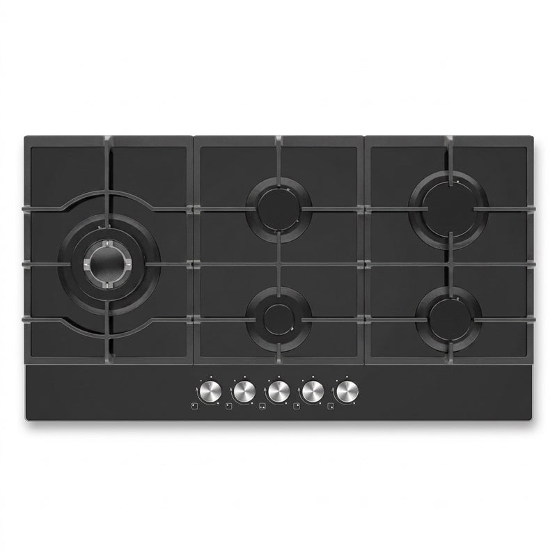 MIDEA 90x 60cm BLACK GAS ON GLASSHOB