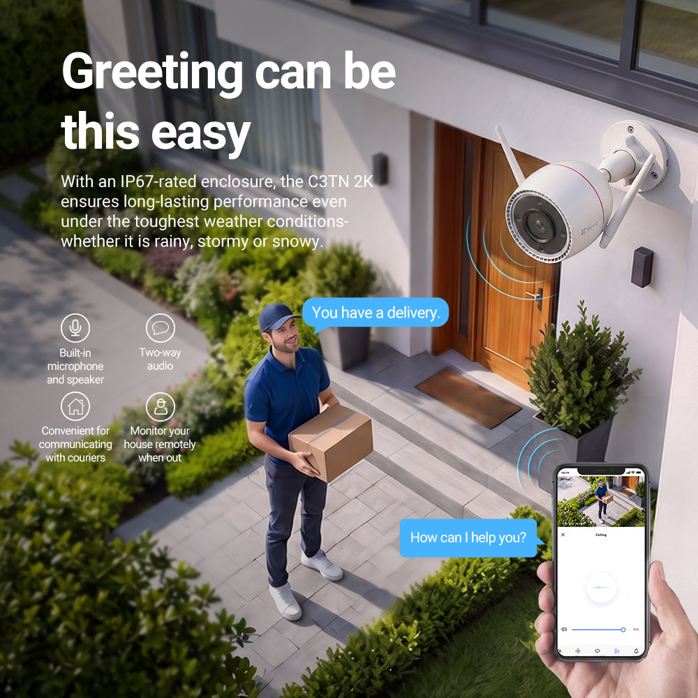 EZVIZ C3TN 3MP 2K Smart Home Camera - 2.8mm, Colour Night Vision, IP67 (CS-C3TN)