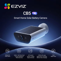 EZVIZ CB5 8MP 4K Wi-Fi Battery Camera - 10400mAh, Solar, Colour Night Vision, IP65