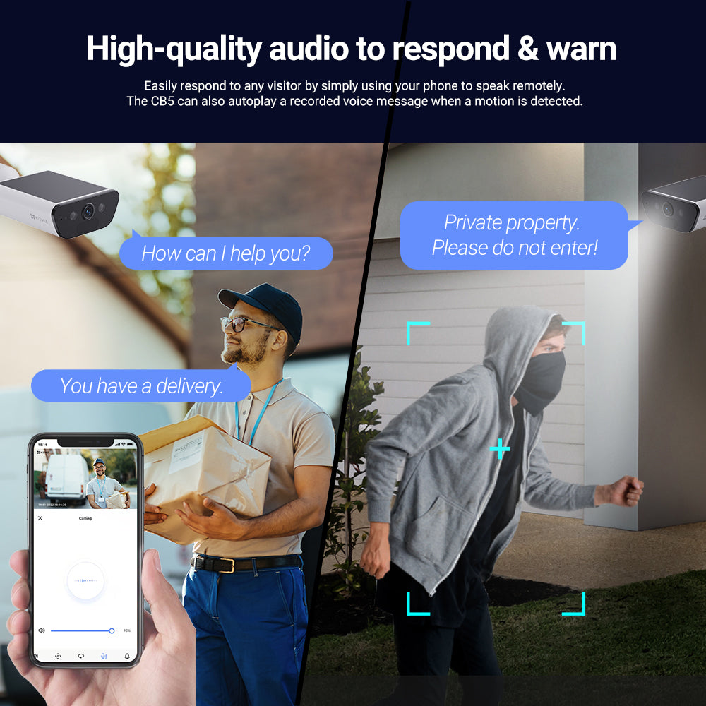EZVIZ CB5 8MP 4K Wi-Fi Battery Camera - 10400mAh, Solar, Colour Night Vision, IP65