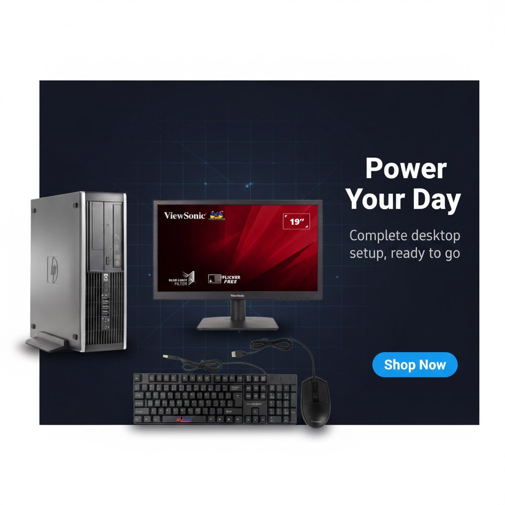 Demo HP 8300 Core i5 2nd/3rd Gen 4GB RAM 500GB HDD Windows 10 Pro + ViewSonic 19" Monitor Bundle