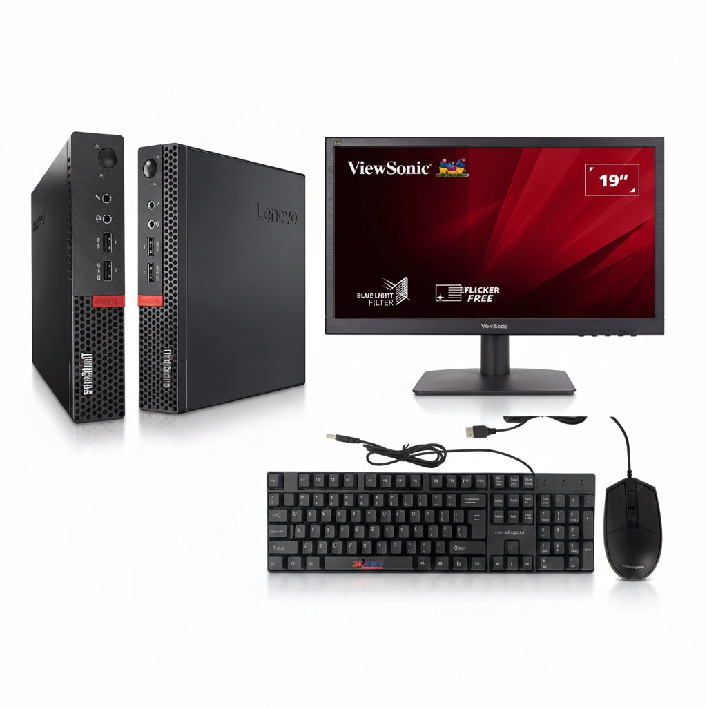 Demo Lenovo ThinkCentre Tiny M710q i3 7th Gen 8GB RAM 128GB SSD Windows 10 + ViewSonic 19" Monitor Bundle