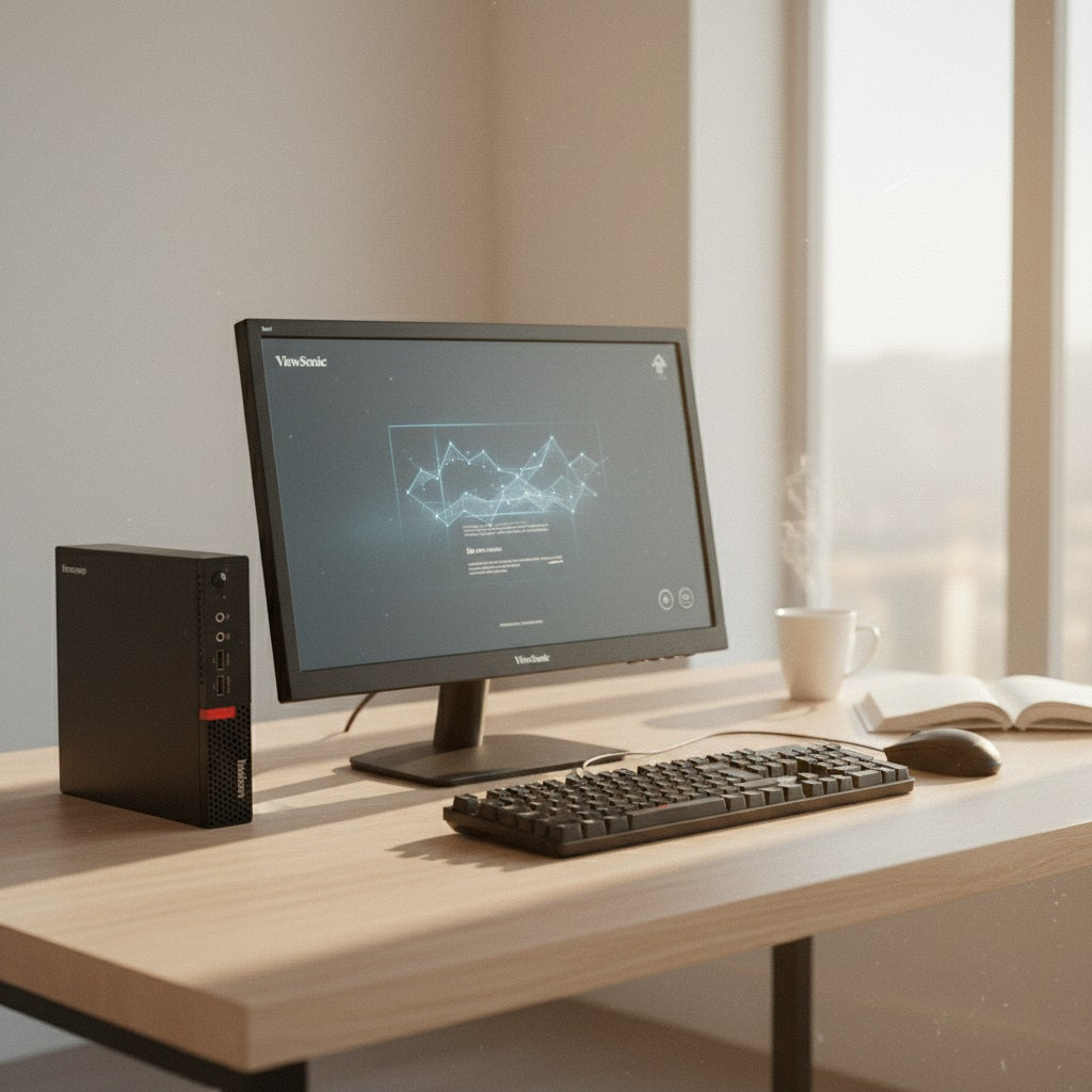 Demo Lenovo ThinkCentre Tiny M710q i3 7th Gen 8GB RAM 128GB SSD Windows 10 + ViewSonic 19" Monitor Bundle