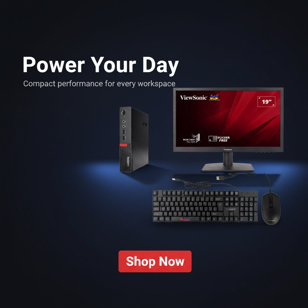 Demo Lenovo ThinkCentre Tiny M710q i3 7th Gen 8GB RAM 128GB SSD Windows 10 + ViewSonic 19" Monitor Bundle