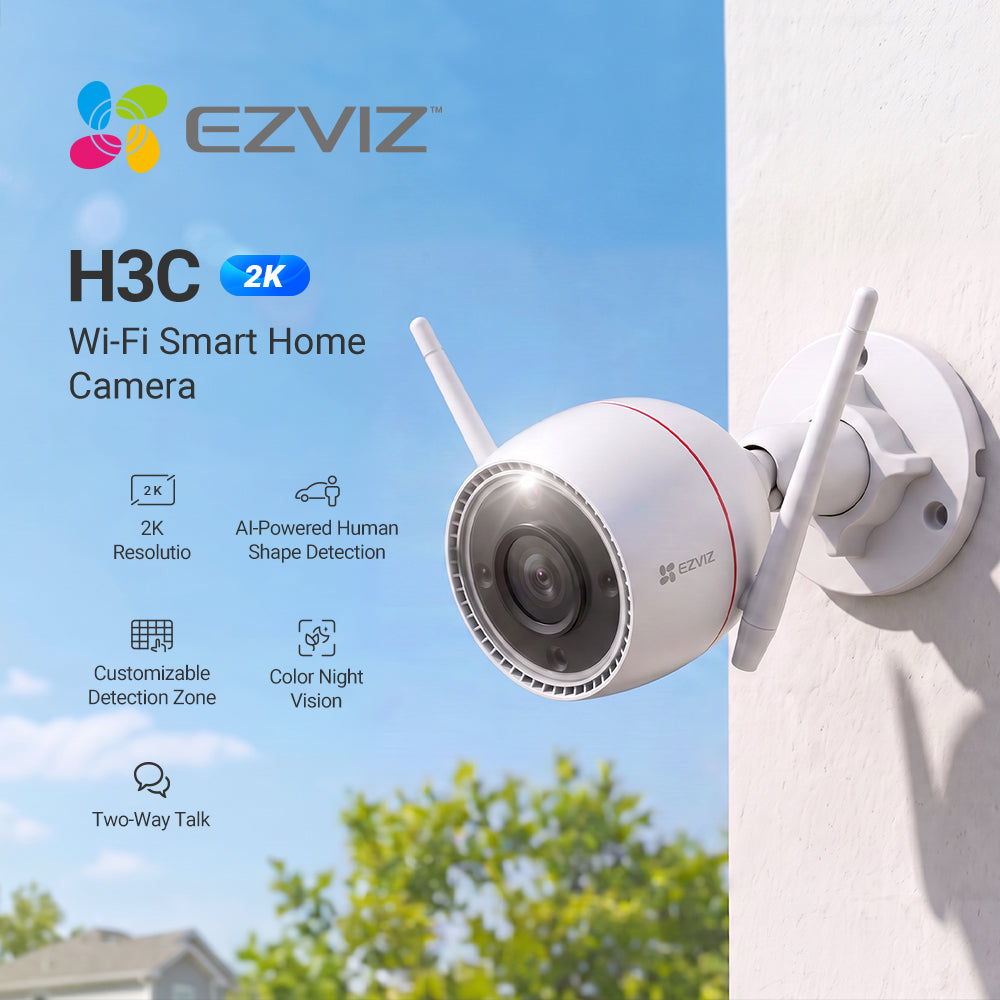 EZVIZ H3c 3MP 2K Colour Smart Camera - 2.8mm, IP67, Night Vision (CS-H3C)