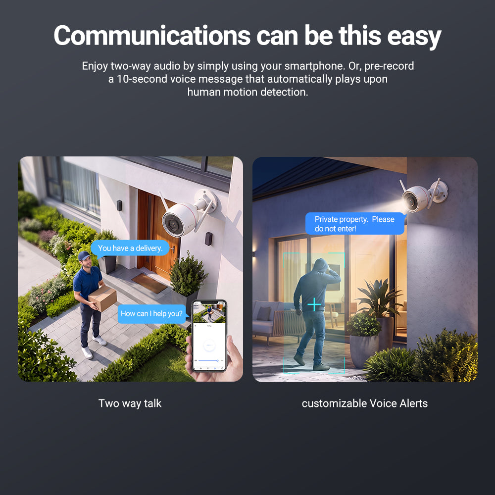 EZVIZ H3c 3MP 2K Colour Smart Camera - 2.8mm, IP67, Night Vision (CS-H3C)