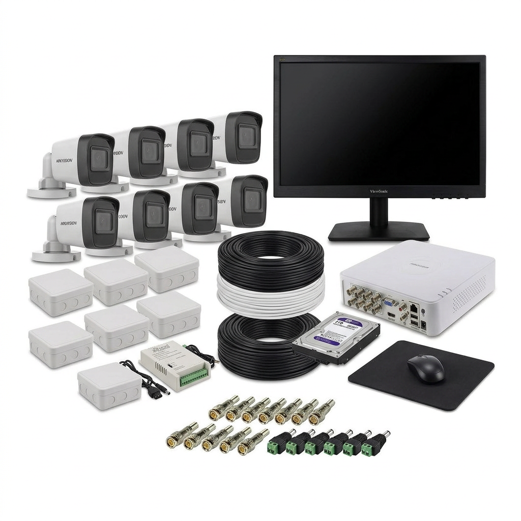 CCTV Camera Kit 8-Channel 2MP 1080p DVR 1TB HDD 18.5-Inch Monitor