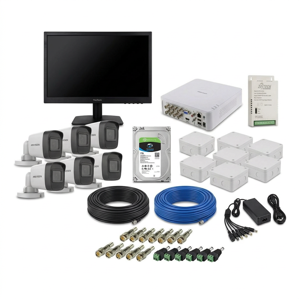 CCTV Security System Kit 8-Camera 2MP 1080p DVR 1TB Monitor Cable