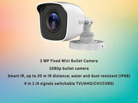 HiLook 4CH 2MP Bullet CCTV Kit with 4 Cameras, DVR, ZATECH Cables & Junction Boxes – No Hard Drive Included