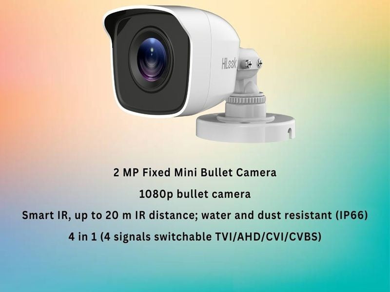 HiLook 4CH 2MP Bullet CCTV Kit with 4 Cameras, DVR, ZATECH Cables & Junction Boxes – No Hard Drive Included