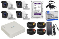 HiLook 4CH CCTV Kit with 4× 2MP Bullet Cameras, ZATECH 20m Ready-Made Cables & 1TB HDD – Complete Security System