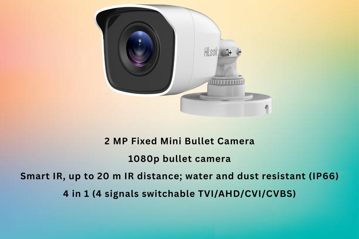 HiLook 4CH 2MP CCTV Kit with 4 Bullet Cameras, 1TB HDD, 100m RG59 Cable & Connectors – Complete Security System