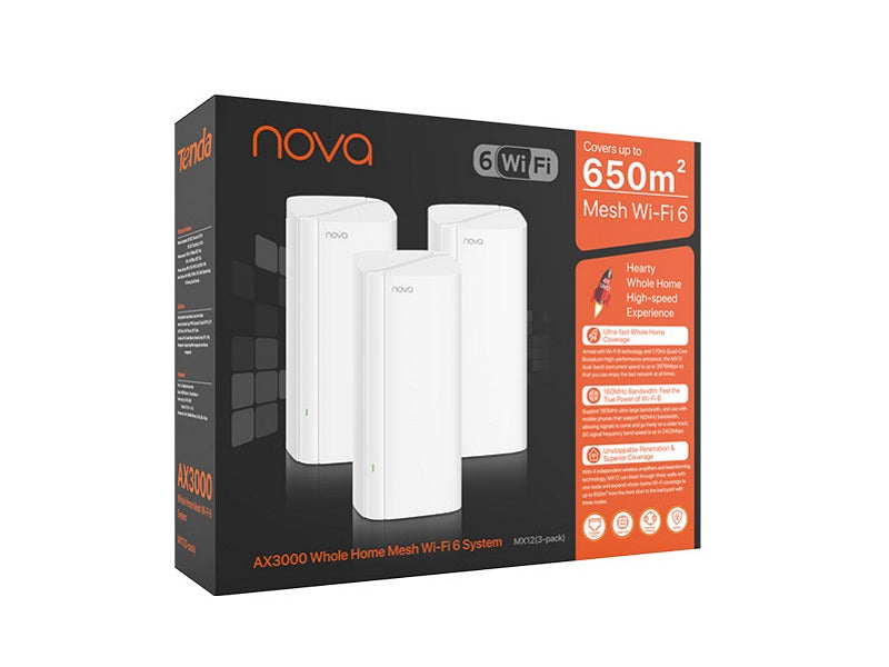 TENDA AX3000 Whole Home Mess Wi-Fi 6 System-3Pack (Pre-Loved)