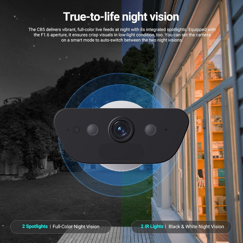EZVIZ CB5 8MP 4K Wi-Fi Battery Camera - 10400mAh, Solar, Colour Night Vision, IP65