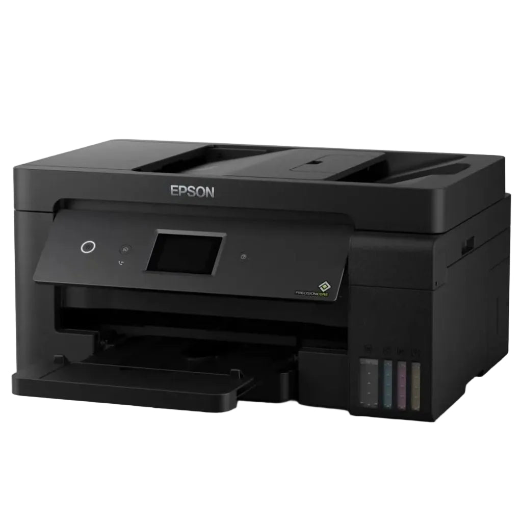 Three-quarter front view of the Epson EcoTank L14150 A3+ all-in-one printer