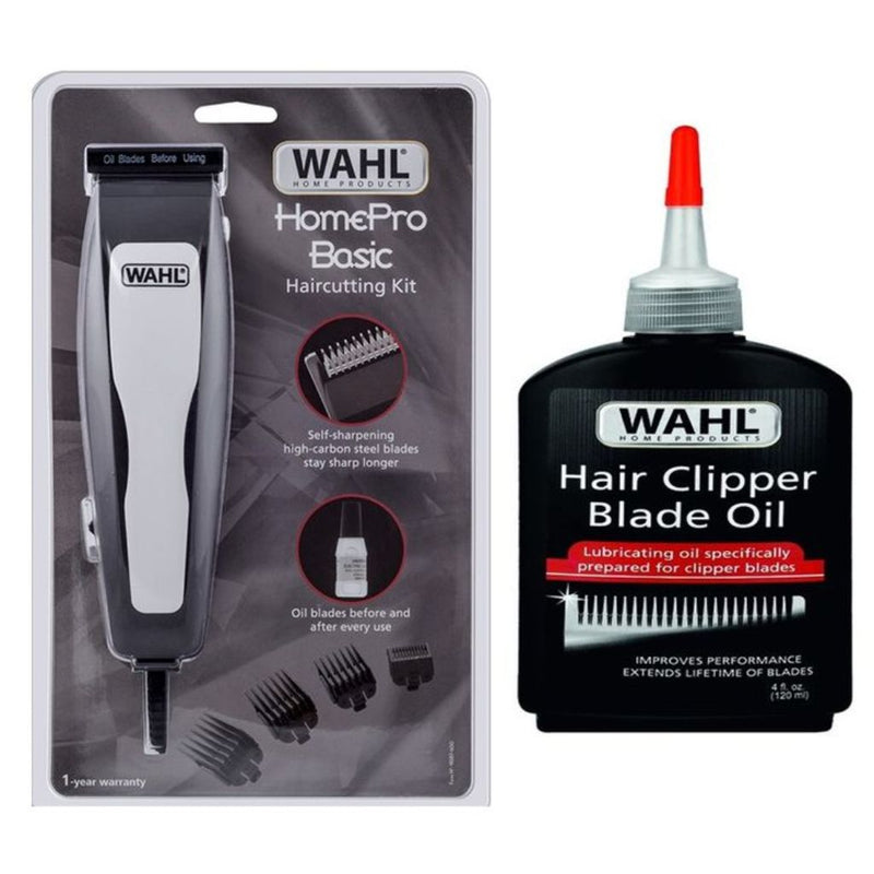 Wahl Home Pro Basic Corded Hair Clipper Kit + Wahl Clipper Blade Oil 120ml (Open-Box)