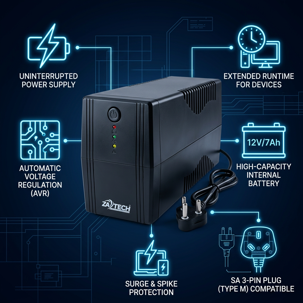 ZATECH 1000VA/500W Power Backup