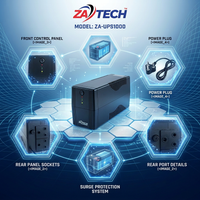 ZATECH 1000VA/500W Power Backup