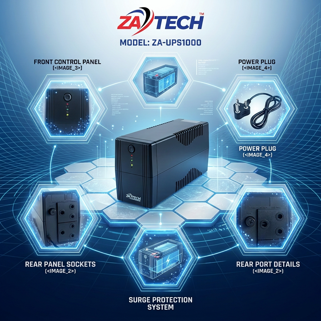 ZATECH 1000VA/500W Power Backup