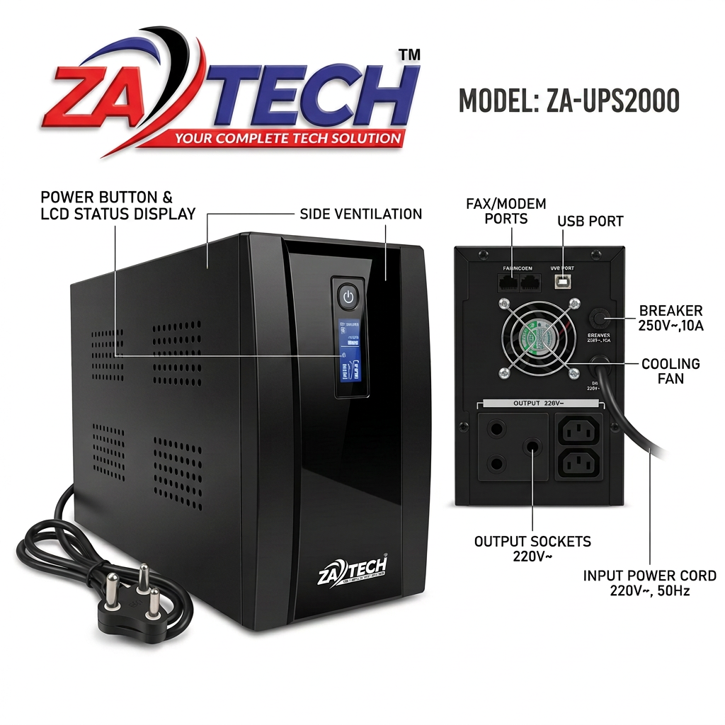 ZATECH 2000VA/1200W Power Backup